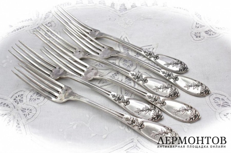 Столовый набор на 6 персон Henin et cie. Серебро 950. Франция
