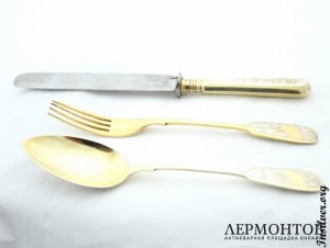 Десертный набор "Эгоист". Аристархов. Серебро 84. Россия