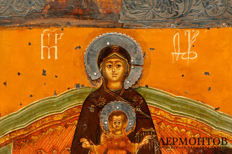 Редкость. Икона Богоматерь с Младенцем на престоле. Россия, XVII век. Темпера.