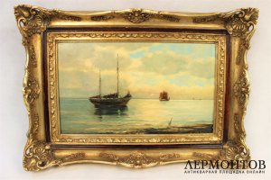 Картина. Морской пейзаж. Fritz Haack. Холст, масло.