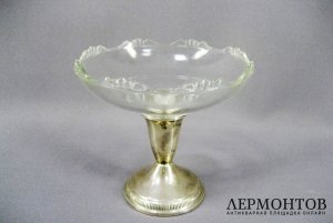 Ваза декоративная. Серебро 925, стекло. Англия, ХХ век.