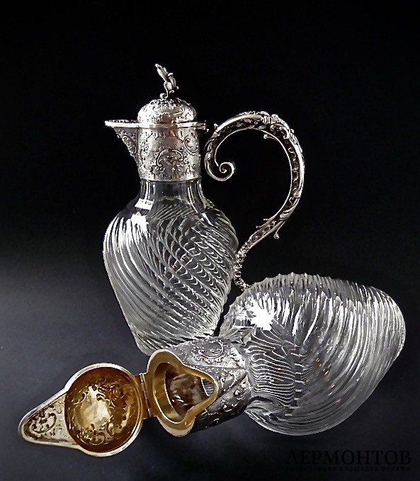 Парные графины. Серебро 800. Хрусталь