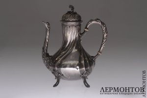 Кофейник рококо. Серебро 950. Франция
