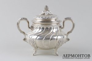 Сахарница в стиле рококо. M. Martin. Серебро 950 пробы. Франция