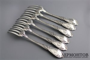 Столовый набор на 6 персон. Boulenger. Серебро 950 пробы. Франция, XIX век.