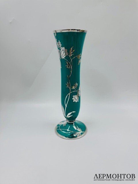 Ваза для цветов в технике silver overlay. Фарфор, серебро, Rosenthal, Германия, 1-я половина 20 века