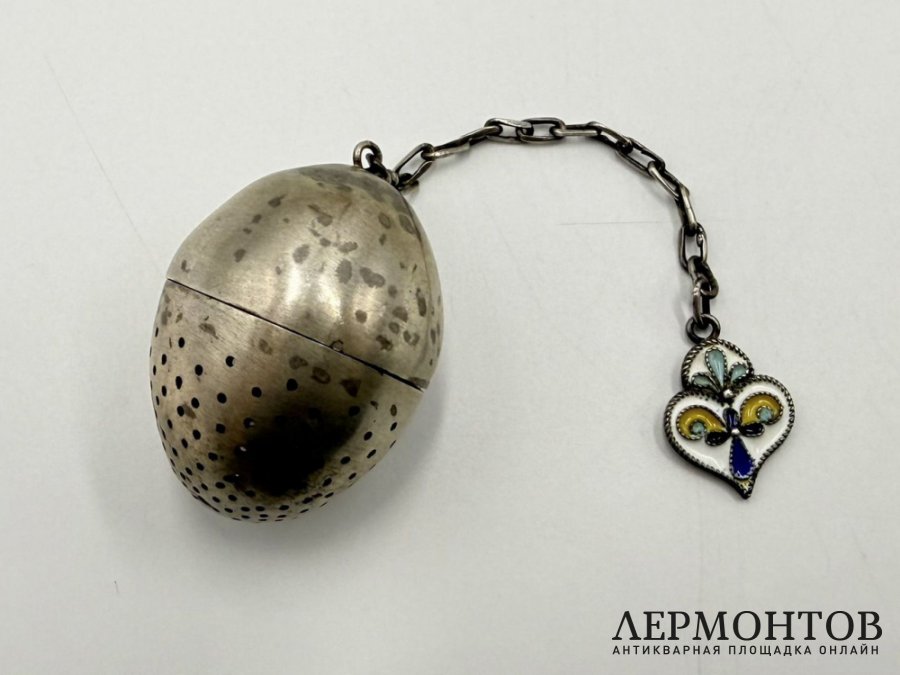 Ситечко для чая. Серебро 875 пробы, эмаль.