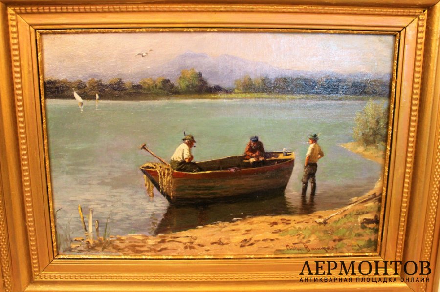 Картина. Рыбаки. Carl Muller-Baumgarten. Холст, масло.