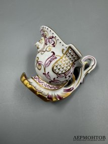 Чайная пара в стиле ампир. Фарфор, роспись, золочение, SP Dresden, Германия, начало 20 века