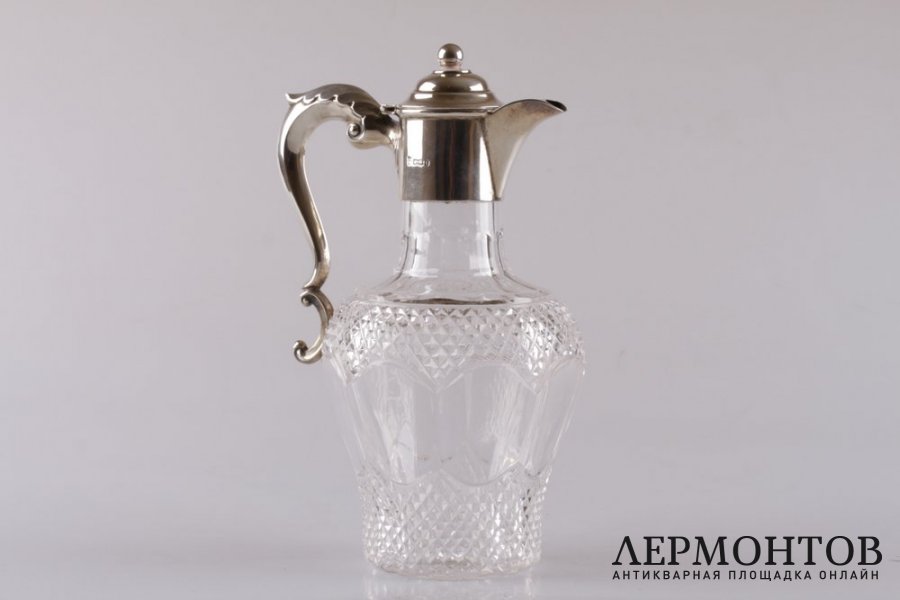 Графин. Серебро 925 пробы, хрусталь. 1901 год. Англия