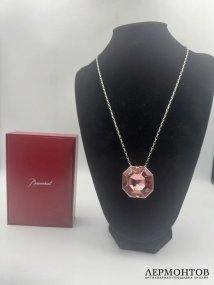 Колье с розовым кристаллом. Серебро 925 пробы, Baccarat, Франция