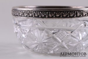 Ваза. 13 Артель. Серебро 84 пробы. Хрусталь, резьба. Россия, 1908-1917 гг.
