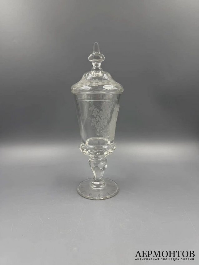 Кубок с крышкой «Пастораль». Хрусталь, гравировка, Европа, 1870–1890 годы