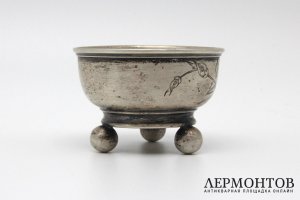 Солонка Чайная роза. Серебро 84 пробы. Российская империя, мастер КФ, 1880-90е гг.