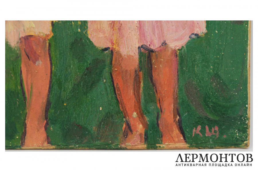 Картина. Подружки, 1961 г. Кузнецов Юрий Михайлович. Оргалит, масло.