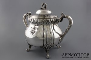 Большая сахарница. Серебро 950 пробы, золочение. Франция, конец XIX века.