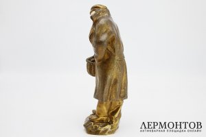 Скульптура Мужчина с корзиной яблок. Бронза, кость. Франция, Secarel, 1920-30е гг.