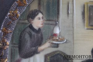Миниатюра на слоновой кости Шаббатний обед.Европа, 19 век.