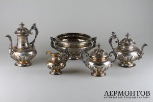 Сервиз чайно-кофейный. Серебро 800 пробы. Германия,Eduard Foehr, 1835-1904 гг. 