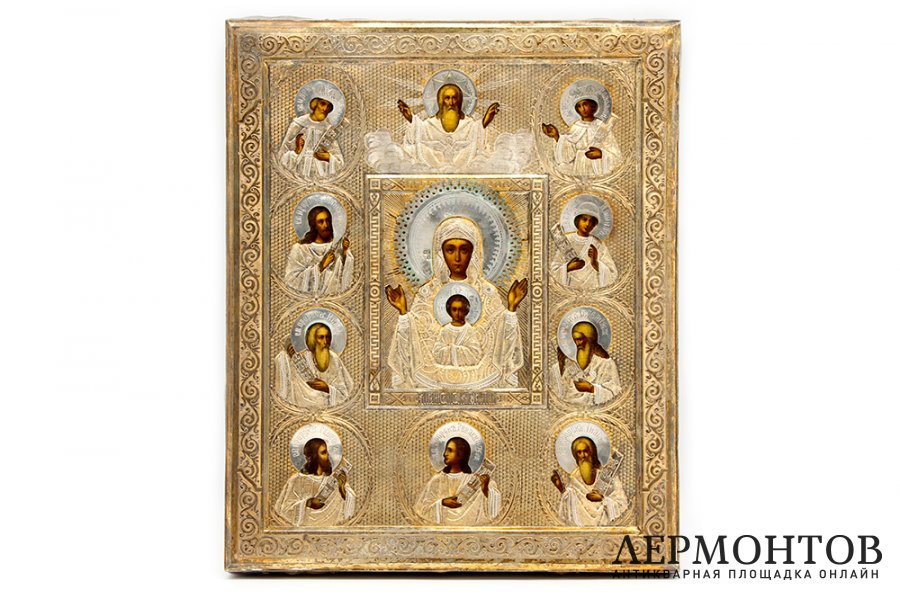 Икона Богоматерь Знамение, Курская-Коренная. Серебро. Россия, 1899-1908 гг. Темпера.