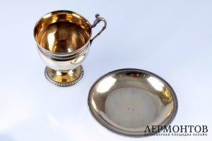 Чайная пара Devilleclaire. Серебро 950. Франция