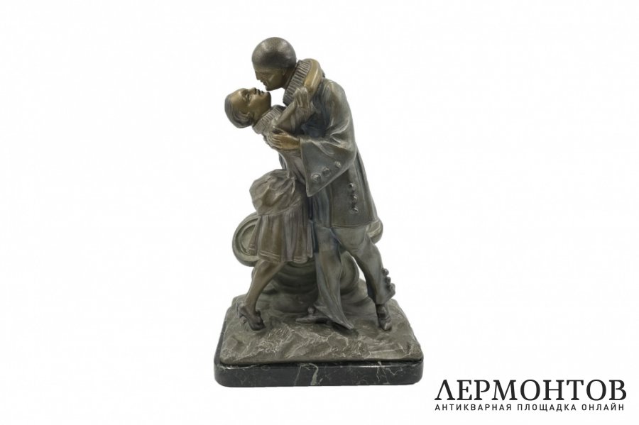 Скульптура Пьеро и Коломбина в стиле Ар Деко. Франция, Париж, 1920-1930-е гг.Шпиатр