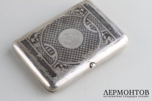 Портсигар Сенатский дворец. Серебро, чернь. Российская империя, Назаров, нач. ХХ в