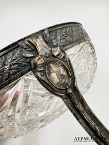 Ваза для конфет. Хрусталь, серебро 84 пробы, Россия, 1908–1917 годы