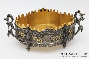 Подача, жардиньерка в стиле историзм. Серебро 800 пробы. Германия, Posen, 1897 г.