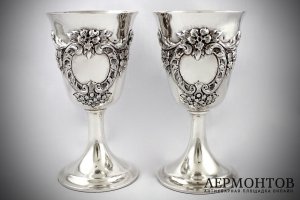 Крупные серебряные бокалы. Серебро 800 пробы. Европа