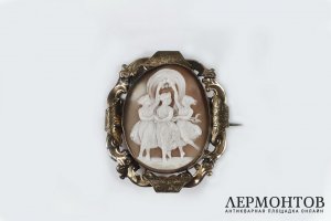Камея. Агат. Серебро 900 пробы, золочение. Европа, первая половина XIX века.