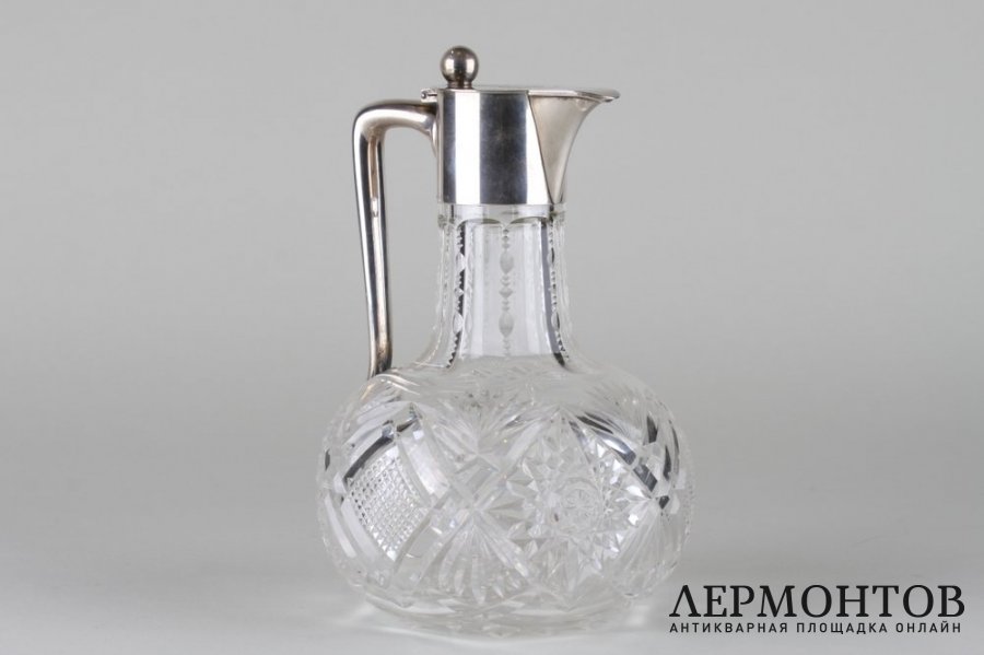 Графин. Серебро 800 пробы, хрусталь. Германия, H.Schapek, начало 20 века.