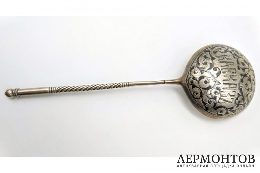 Ложка Кавказ. Серебро 84 пробы, чернь. Российская империя, Михайлов Н., 1908-1917.
