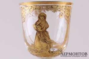 Рюмки с фигурами людей. Стекло, роспись. Богемия, конец XIX-начало ХХ века.
