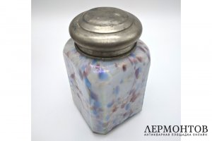 Чайница, чайная банка. Двухслойное стекло, иризация. Российская империя, 1890-1900-е.