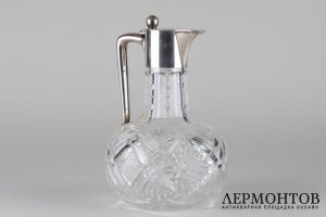 Графин. Серебро 800 пробы, хрусталь. Германия, H.Schapek, начало 20 века.