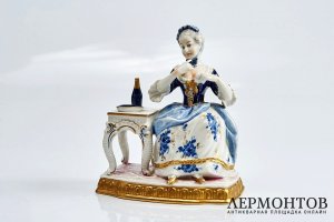 Фарфоровая композиция Дама. Ручная роспись. Германия, ХХ век.