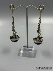 Серьги с лазуритом. Серебро 925 пробы, Россия