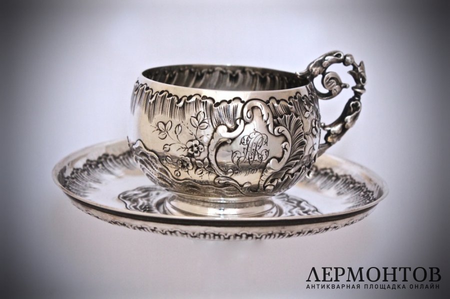 Серебряная кофейная пара. Франция. Серебро 950 пробы