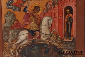 Икона. Святой Георгий Победоносец. Дерево, левкас, темпера. Россия, середина XIX века