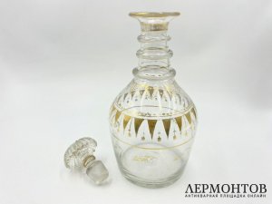 Графин и рюмки. Россия, Императорский стеклянный завод, 19 век. Стекло, роспись.