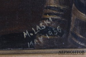 Картина Ребе в молитвенном облачении.Холст на картоне, масло. Художник Miriam Laski.