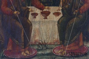 Икона Троица. Дерево, левкас, темпера. Российская империя, XIX век.