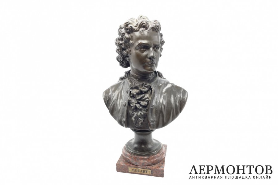 Бюст Моцарт. Франция, Париж, А. Карье-Беллез, 1860-е гг. Бронза, камень.