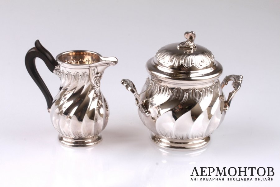 Чайно-кофейный сервиз рококо. Серебро 950. Франция