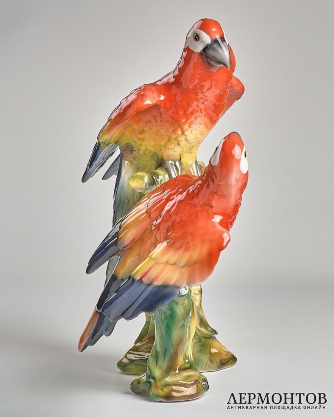 Скульптура «Попугаи ара». Керамика, Ceramiche Boxer, Италия, 1980–1990-е годы
