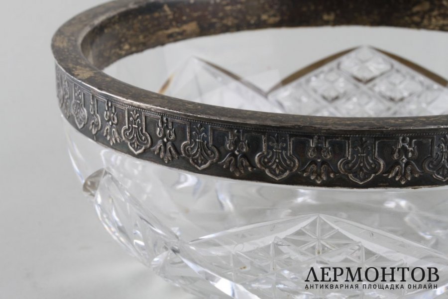 Конфетница. Серебро 84 пробы, хрусталь. Российская империя, 1908-1917.