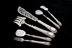 Сервировочный набор из 6 предметов. Серебро 950. Франция