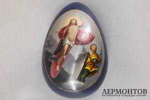 Пасхальное яйцо-шкатулка Воскресение Христово. Лаковая миниатюра. Россия, 1870-90е гг