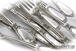 Столовый набор на 12 персон. Серебро 950. Франция